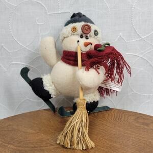 KOHL'S Skating Snowman 6" White Red Holiday‎ Winter Christmas Decoration